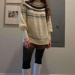 Cozy Cream Fairisle Patterned Women's Cottage Sweater